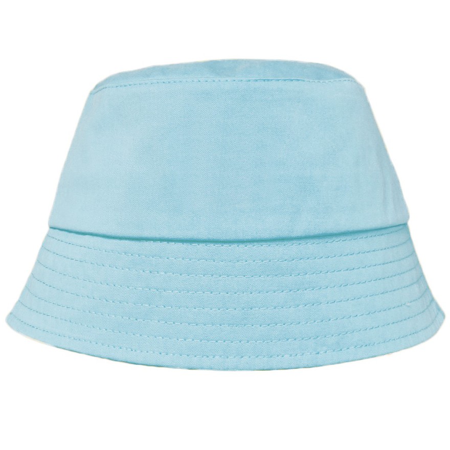 Błękitny KAPELUSZ BUCKET HAT gładka czapka z daszkiem lato bawełna