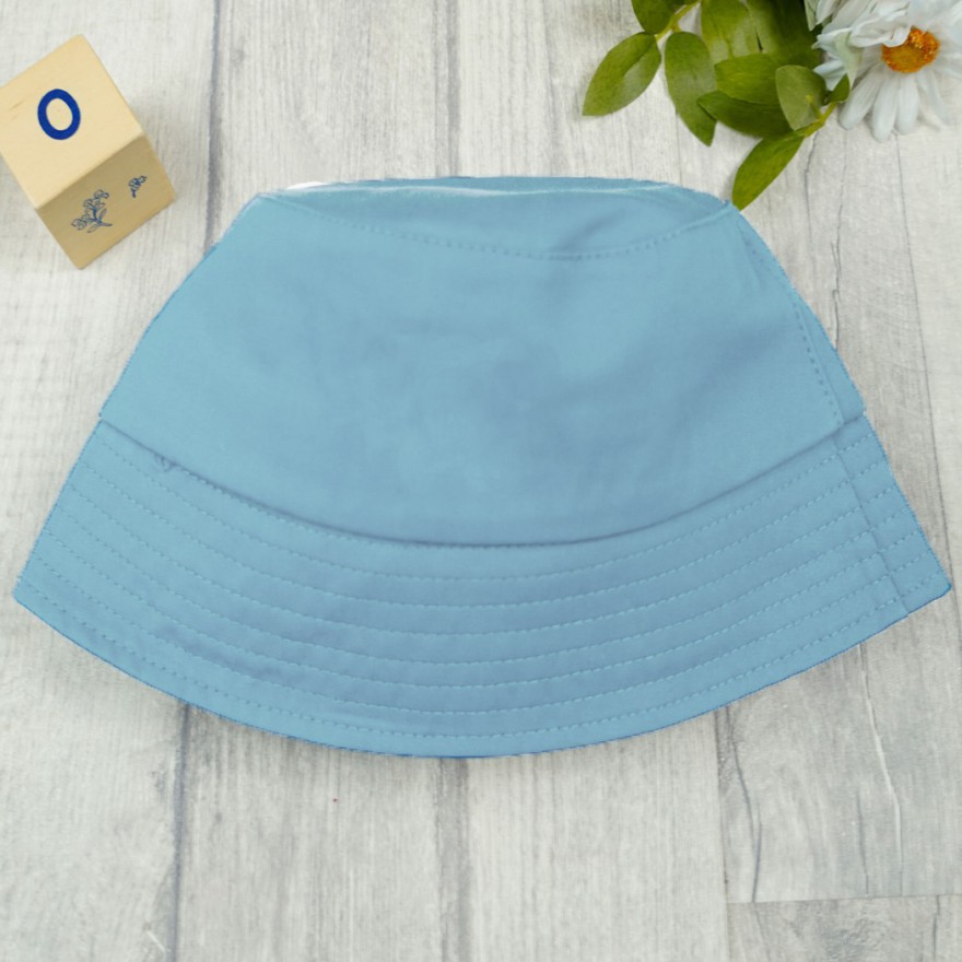 Niebieski KAPELUSZ BUCKET HAT gładka czapka z daszkiem lato bawełna
