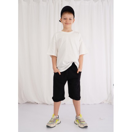 Czarne krótkie spodenki 3/4 spodnie dresowe za kolano z wyciąganą gumką bezuciskowe