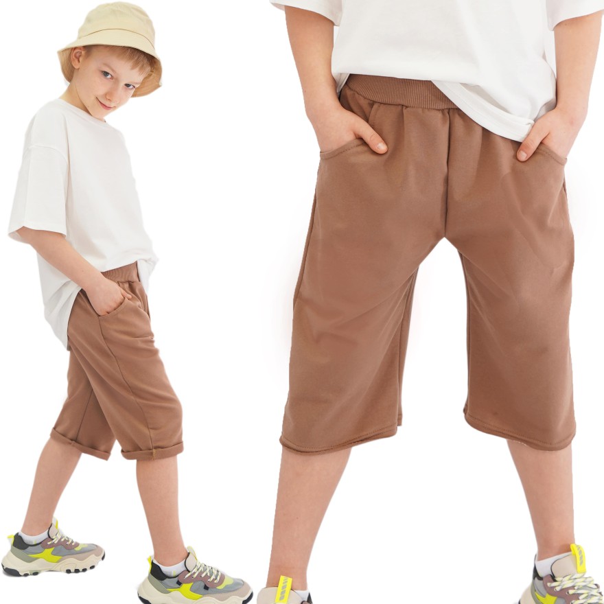 Camel krótkie spodenki 3/4 spodnie dresowe za kolano z wyciąganą gumką bezuciskowe