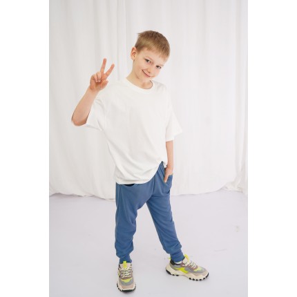 Likwidacja Granat jeansowy spodnie bawełniane lekkie z wyciąganą gumką bezuciskowe NEON