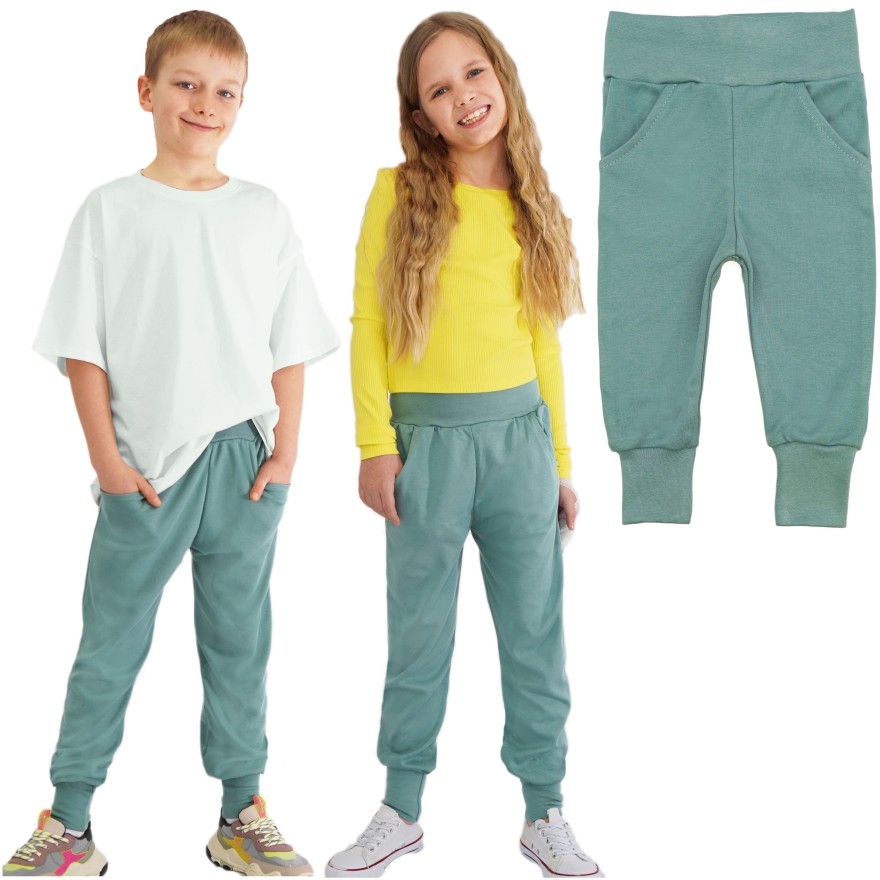 Likwidacja Szałwia spodnie bawełniane lekkie z wyciąganą gumką bezuciskowe NEON