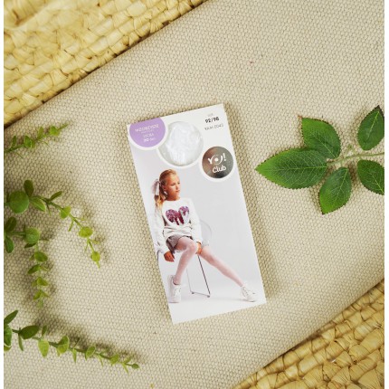 Białe RAJSTOPY dziewczęce serduszka lycra rajstopki 20 DEN KOMUNIA