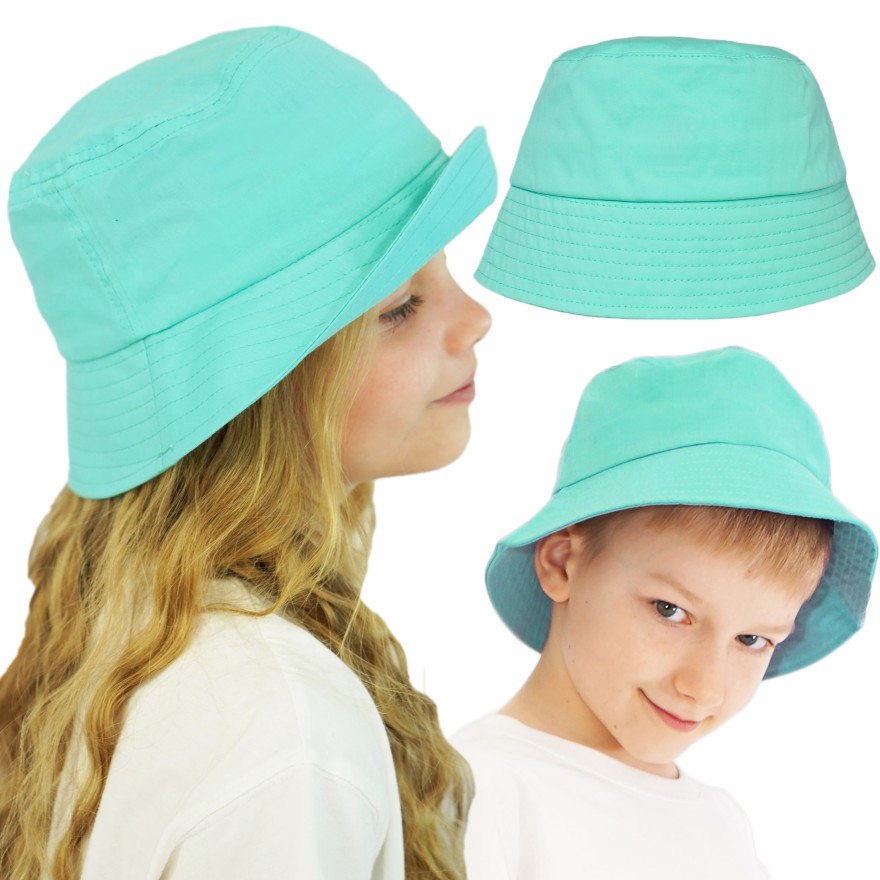 Seledynowy KAPELUSZ BUCKET HAT gładka czapka z daszkiem lato bawełna