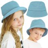 Niebieski KAPELUSZ BUCKET HAT gładka czapka z daszkiem lato bawełna