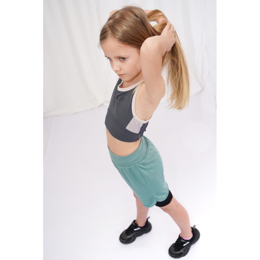 Szałwia krótkie spodenki z lamówką SZORTY LATO z wyciągana gumką bezuciskowe