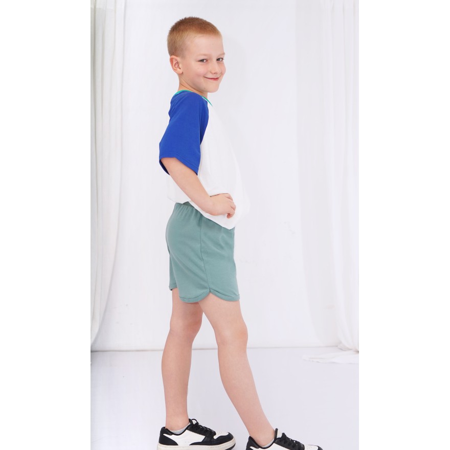 Szałwia krótkie spodenki z lamówką SZORTY LATO z wyciągana gumką bezuciskowe