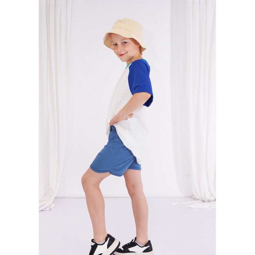 Granat jeansowy krótkie spodenki z lamówką SZORTY LATO z wyciągana gumką bezuciskowe