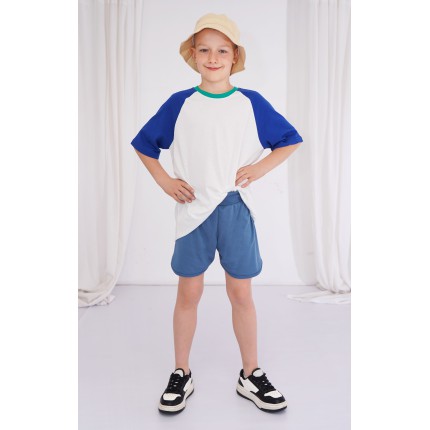 Granat jeansowy krótkie spodenki z lamówką SZORTY LATO z wyciągana gumką bezuciskowe