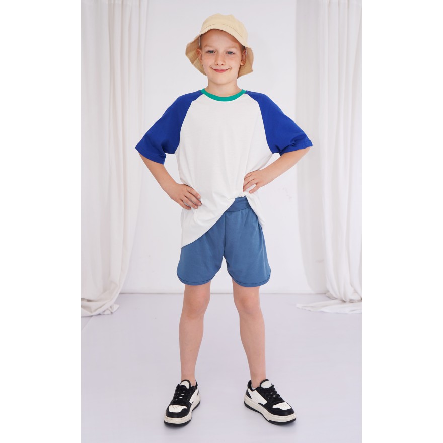 Granat jeansowy krótkie spodenki z lamówką SZORTY LATO z wyciągana gumką bezuciskowe