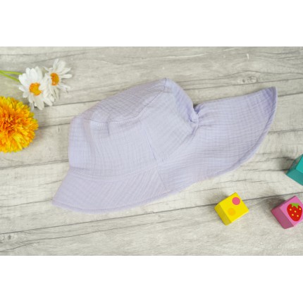 Lila KAPELUSZ MUŚLINOWY z ochroną na kark CZAPKA na lato