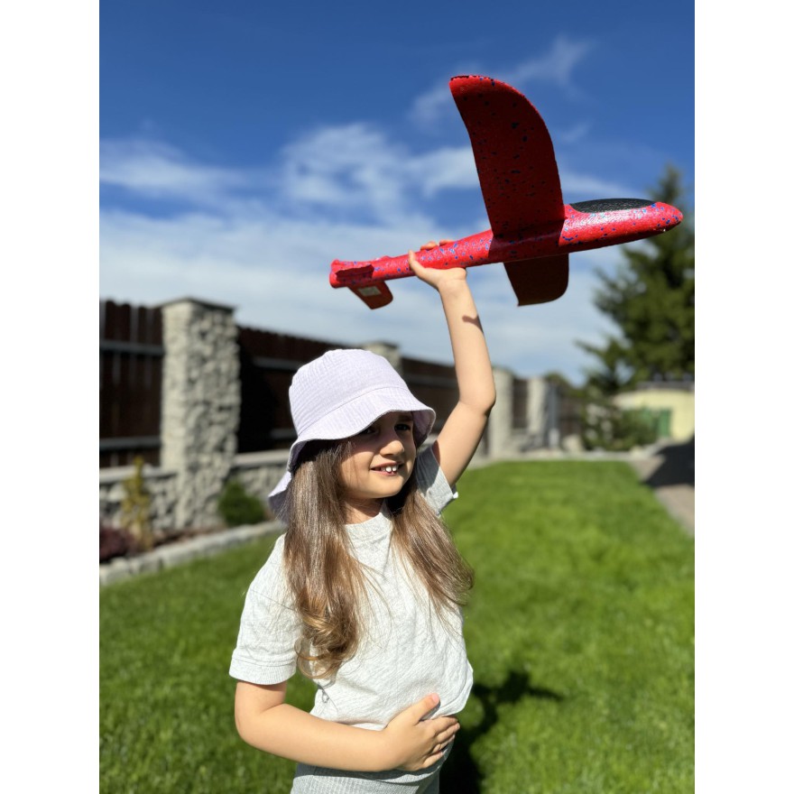 Lila KAPELUSZ MUŚLINOWY z ochroną na kark CZAPKA na lato