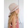 Beżowy KAPELUSZ MUŚLINOWY z ochroną na kark CZAPKA na lato