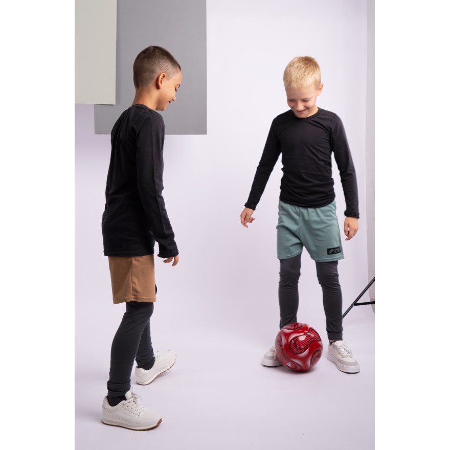 Czarne LEGGINSY SPORTOWE getry dziecięce długie elastyczne termo