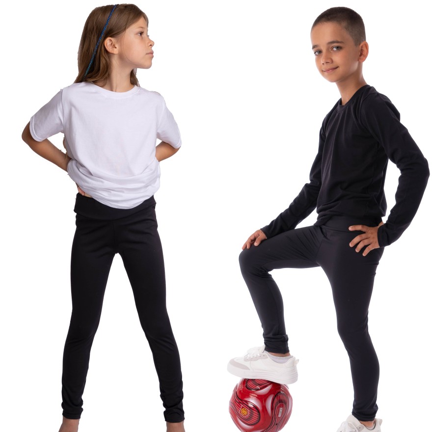 Czarne LEGGINSY SPORTOWE getry dziecięce długie elastyczne termo
