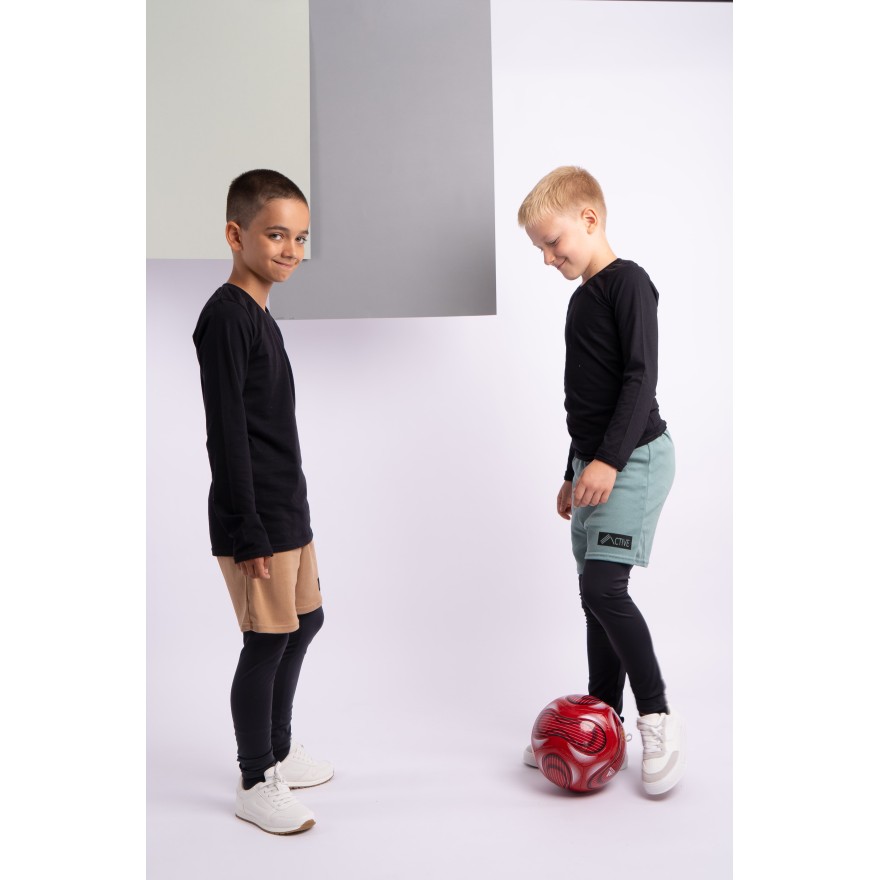 Czarne LEGGINSY SPORTOWE getry dziecięce długie elastyczne termo