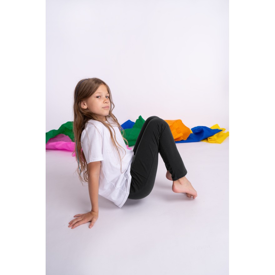 Czarne LEGGINSY Z KIESZENIAMI długie bawełniane getry dziewczęce