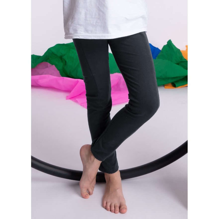 Czarne LEGGINSY Z KIESZENIAMI długie bawełniane getry dziewczęce