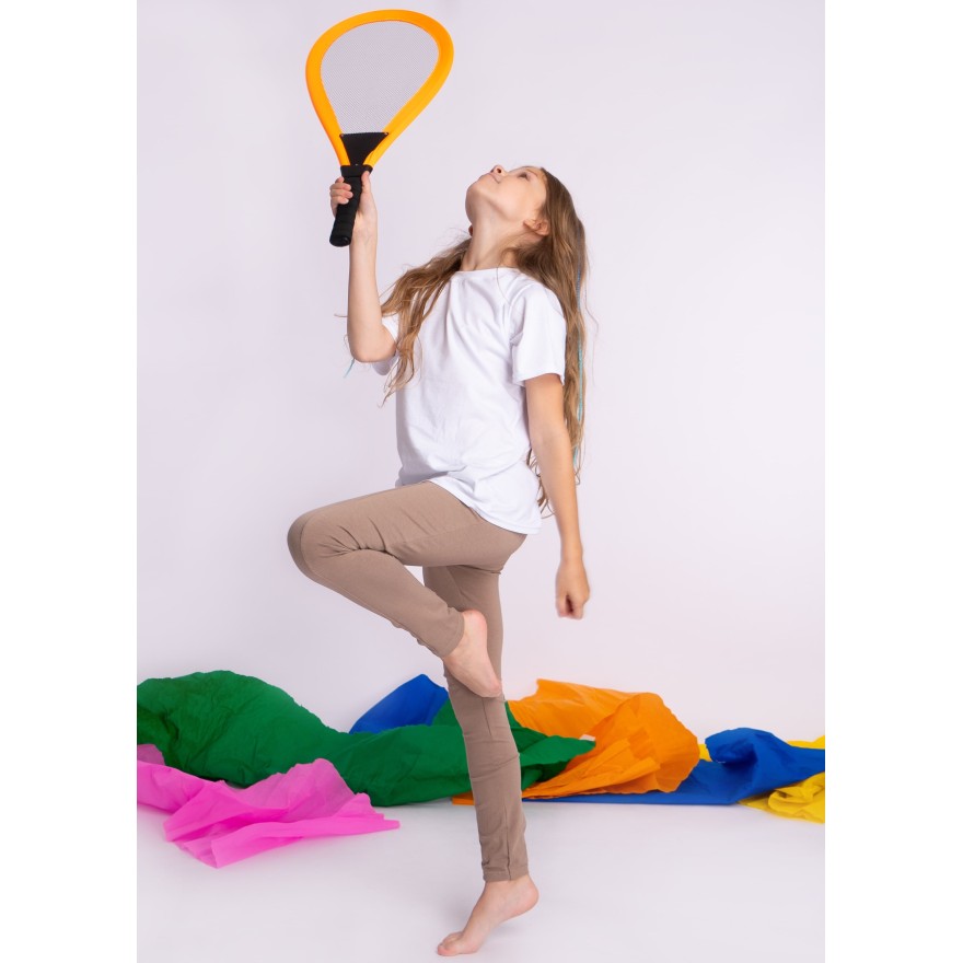 Beżowe LEGGINSY Z KIESZENIAMI długie bawełniane getry dziewczęce