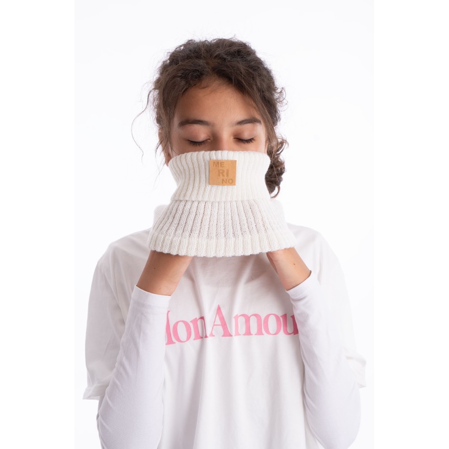 Merino komin ecru dziecięcy 100% wełna one size jesień zima