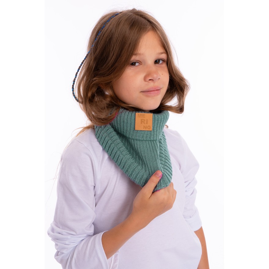 Merino komin szałwia dziecięcy 100% wełna one size jesień zima