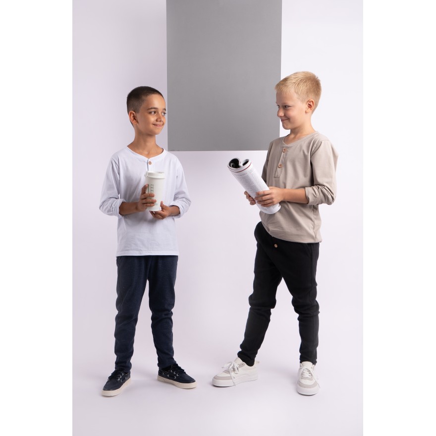 Biała chłopięca bluzka KOSZULKA Z GUZIKAMI elegancka długi rękaw szkoła