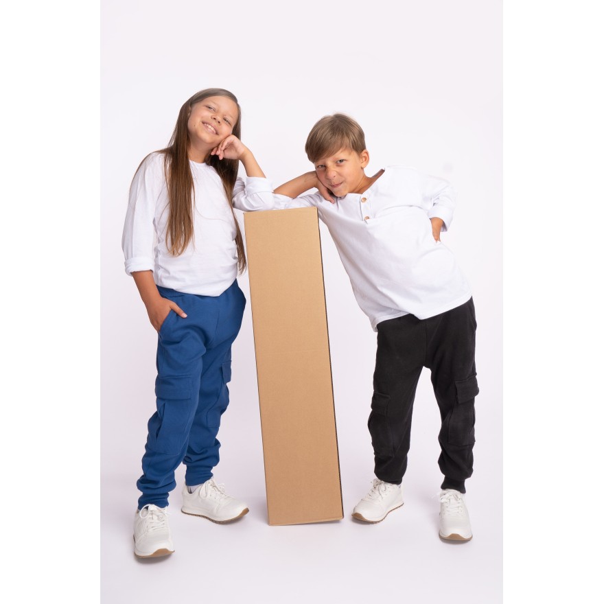 Czarne BOJÓWKI z kieszeniami spodnie bawełniane PRĄŻEK regulowane w pasie