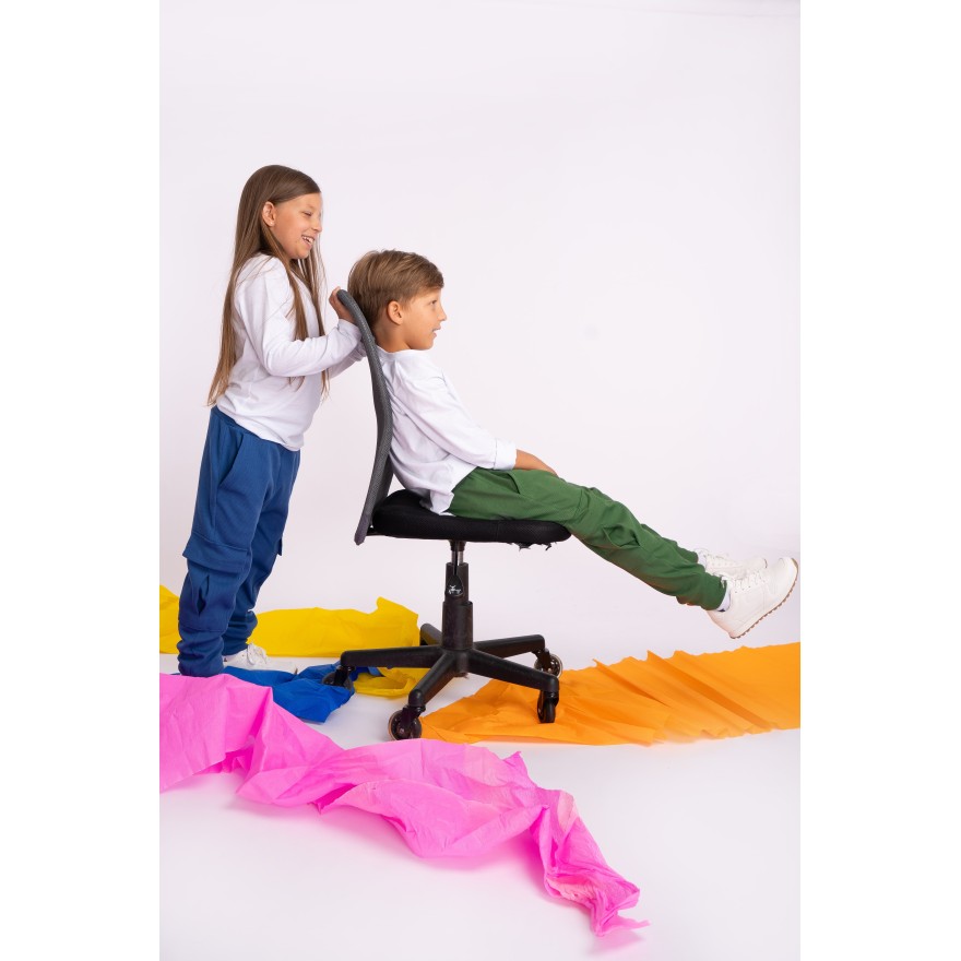 Khaki BOJÓWKI z kieszeniami spodnie bawełniane PRĄŻEK regulowane w pasie