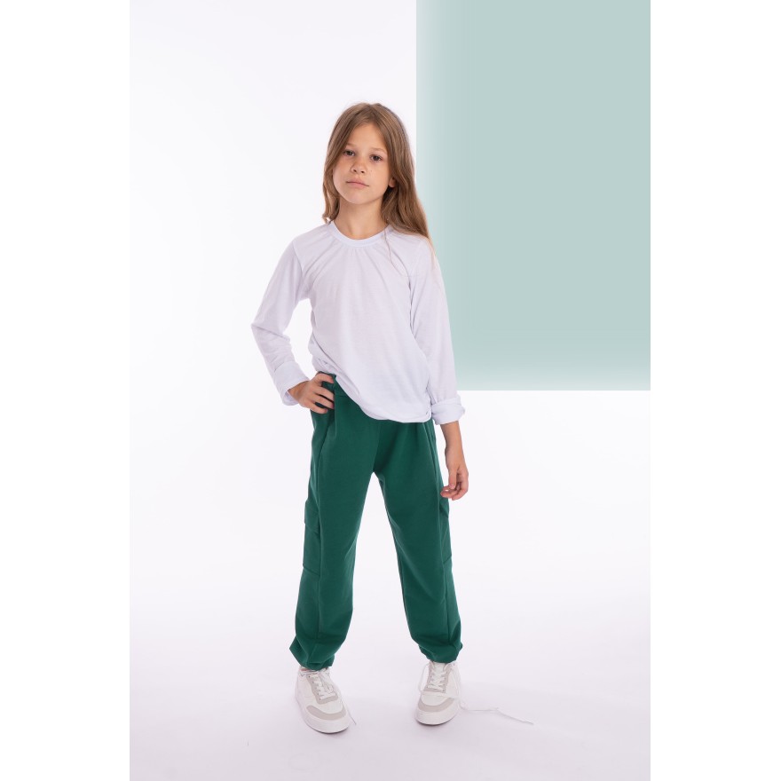 Butelkowe SPODNIE BOJÓWKI dresowe z kieszeniami dresówka PĘTELKA regulowane w pasie