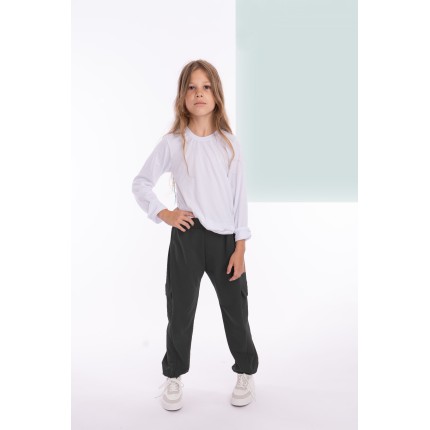 Czarne SPODNIE BOJÓWKI dresowe z kieszeniami dresówka PĘTELKA regulowane w pasie