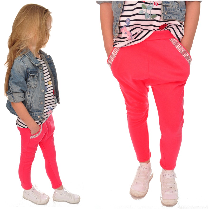 Malinowe SPODNIE diamentowe TYPU LEGI