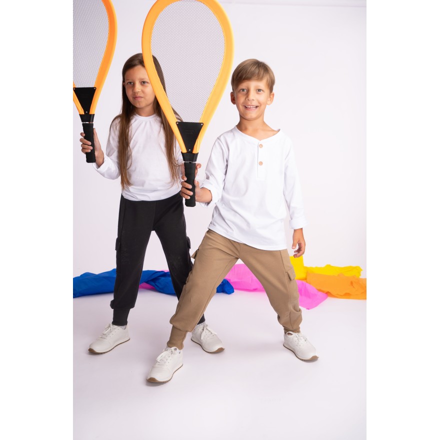 Beżowe spodnie BOJÓWKI ocieplane NA MESZKU z kieszeniami regulowane w pasie