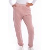 Różowe SPODNIE DRESOWE dresówka PĘTELKA gładkie regulowane w pasie