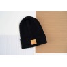 Merino czapka czarna 100% wełna podwijana jesień zima