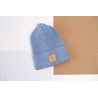 Merino czapka niebieska 100% wełna podwijana jesień zima