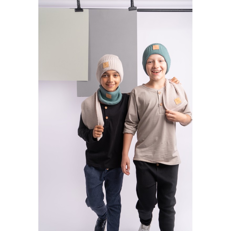 Merino szalik beżowy 100% wełna szal uniwersalny jesień zima