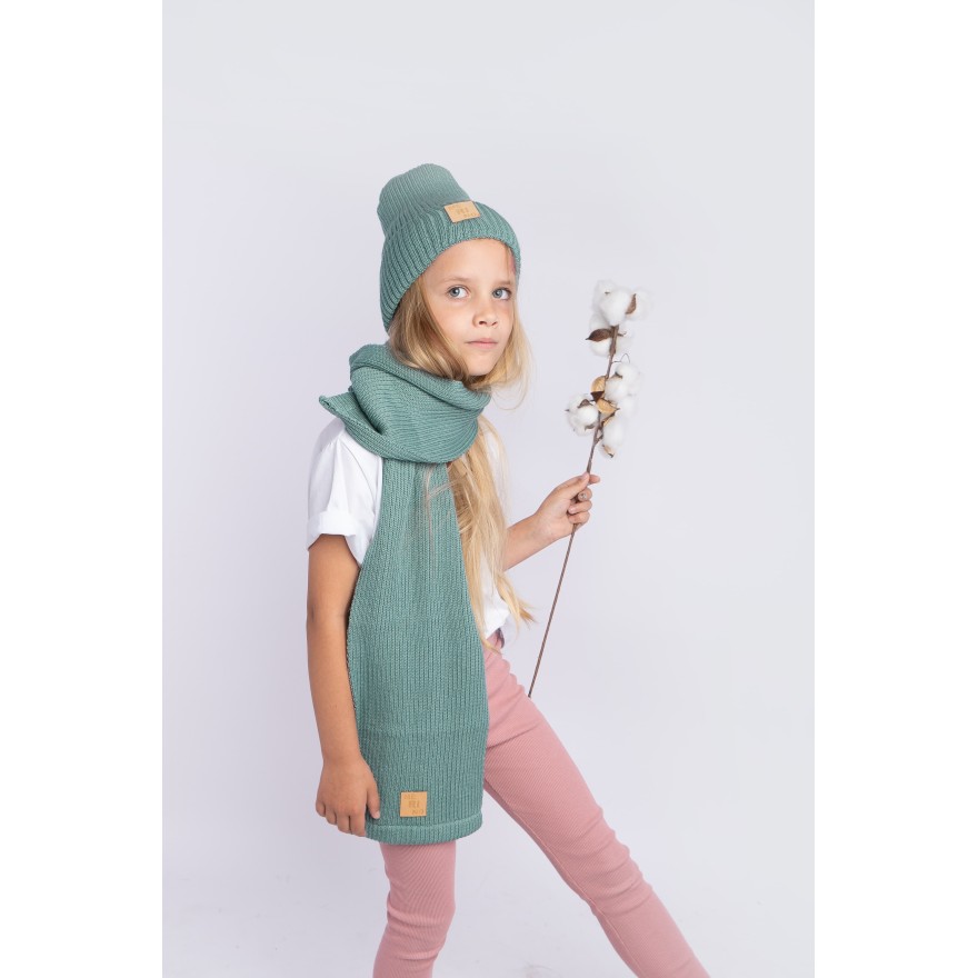 Merino szalik szałwia 100% wełna szal uniwersalny jesień zima