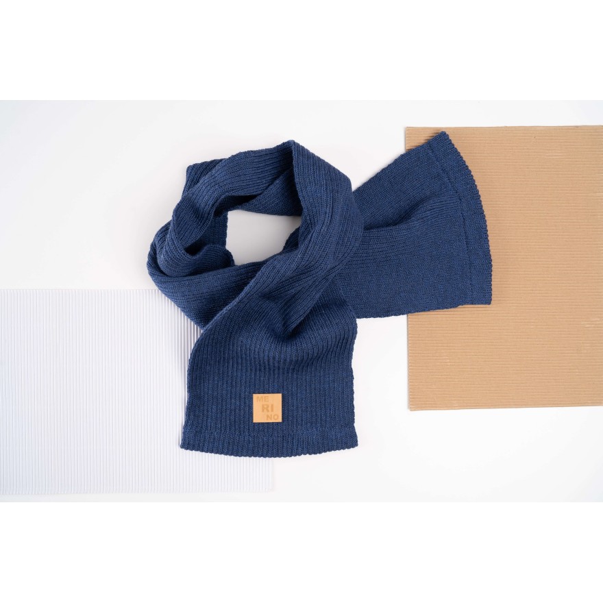 Merino szalik jeans 100% wełna szal uniwersalny jesień zima