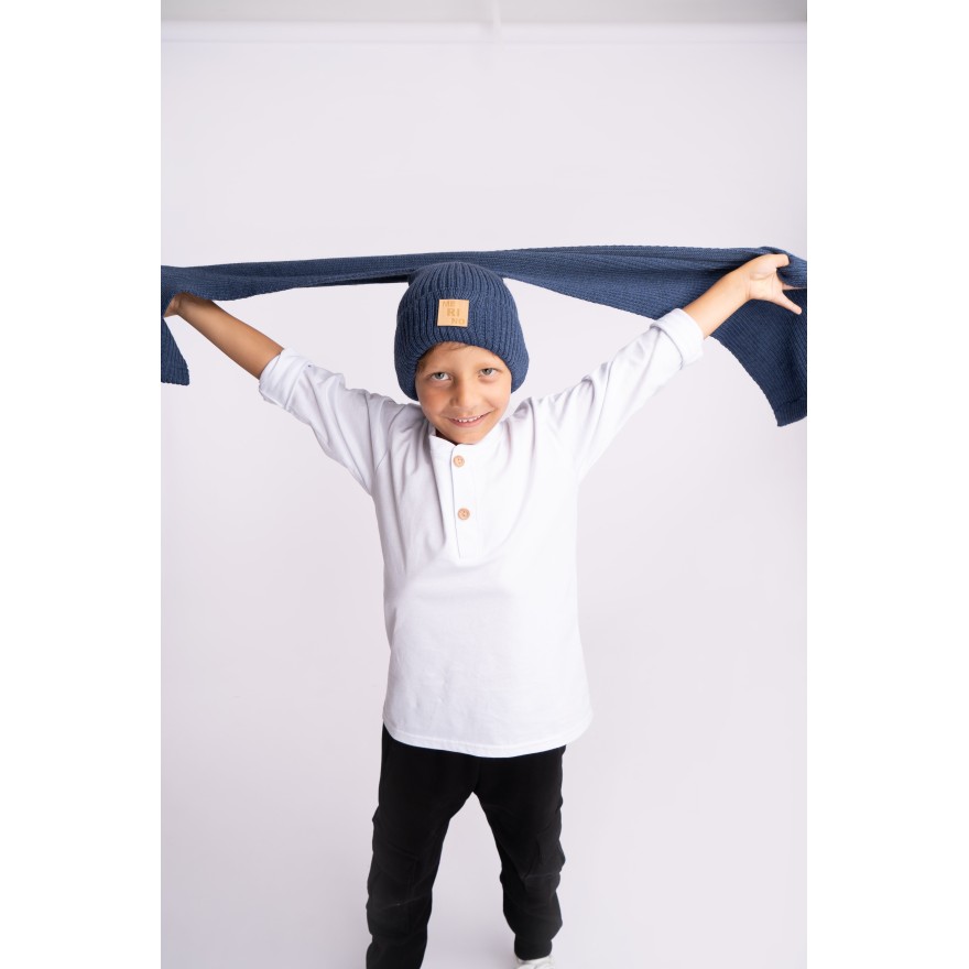 Merino szalik jeans 100% wełna szal uniwersalny jesień zima