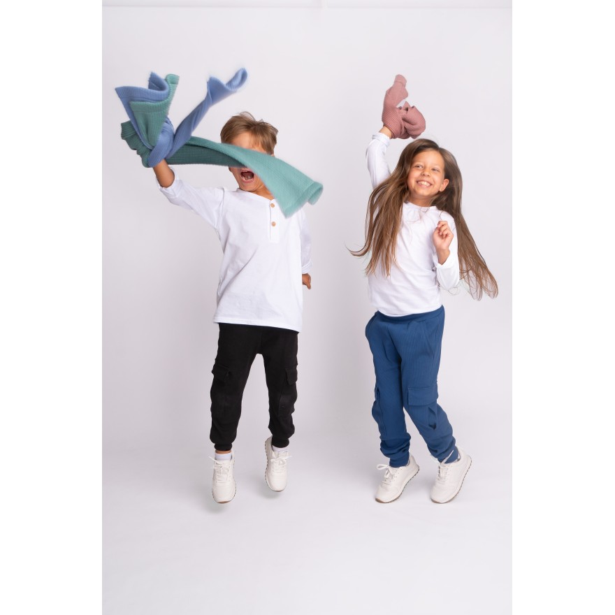 Merino szalik jeans 100% wełna szal uniwersalny jesień zima