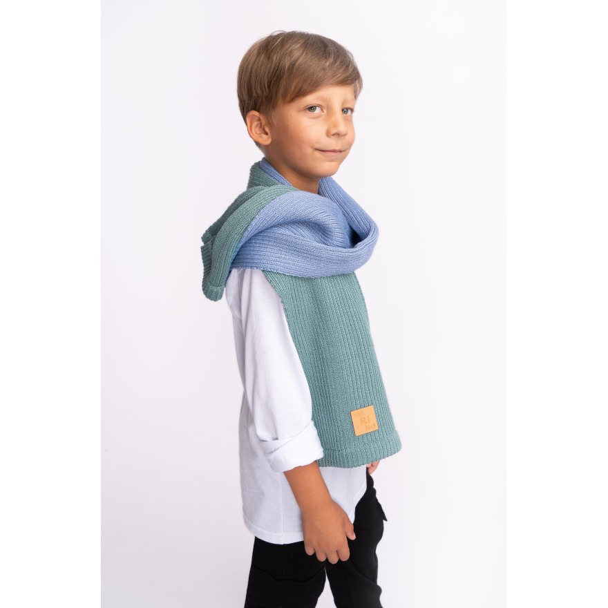 Merino szalik niebieski 100% wełna szal uniwersalny jesień zima