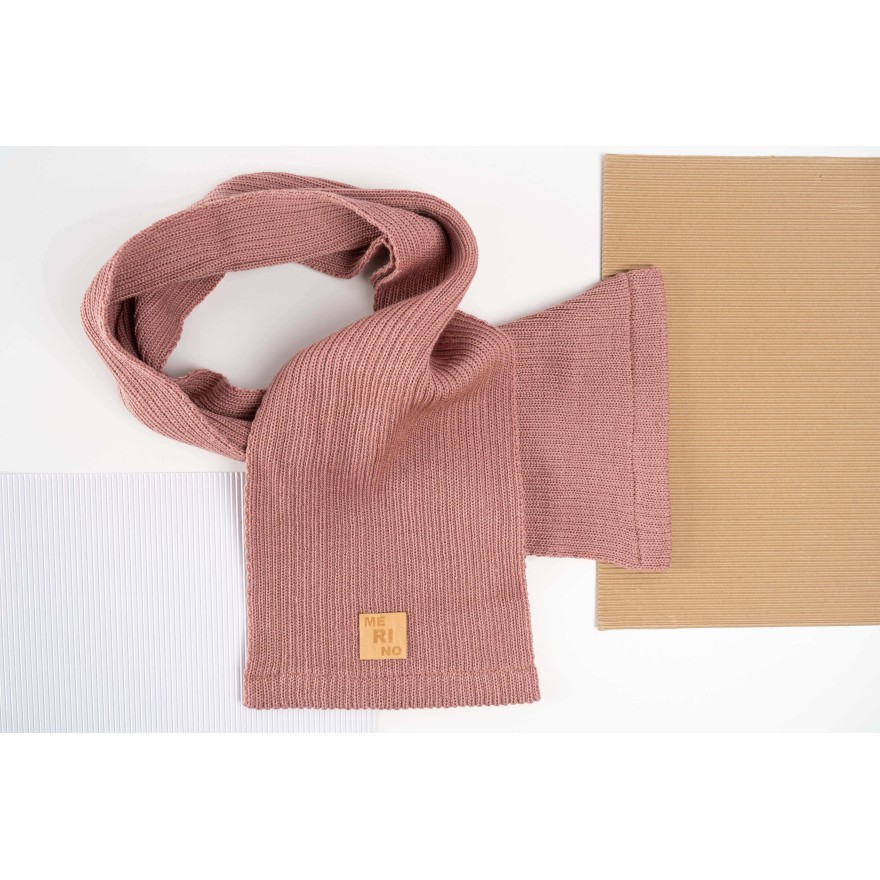 Merino szalik różowy 100% wełna szal uniwersalny jesień zima