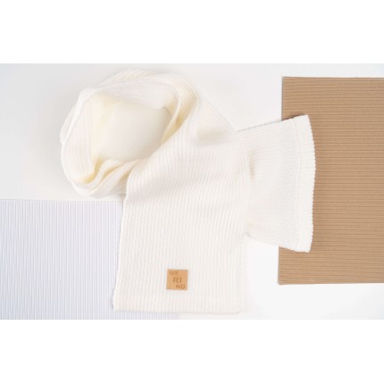 Merino szalik ecru 100% wełna szal uniwersalny jesień zima