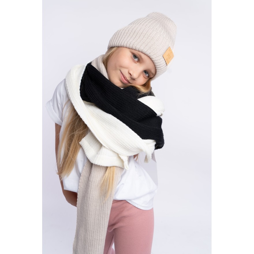 Merino szalik ecru 100% wełna szal uniwersalny jesień zima
