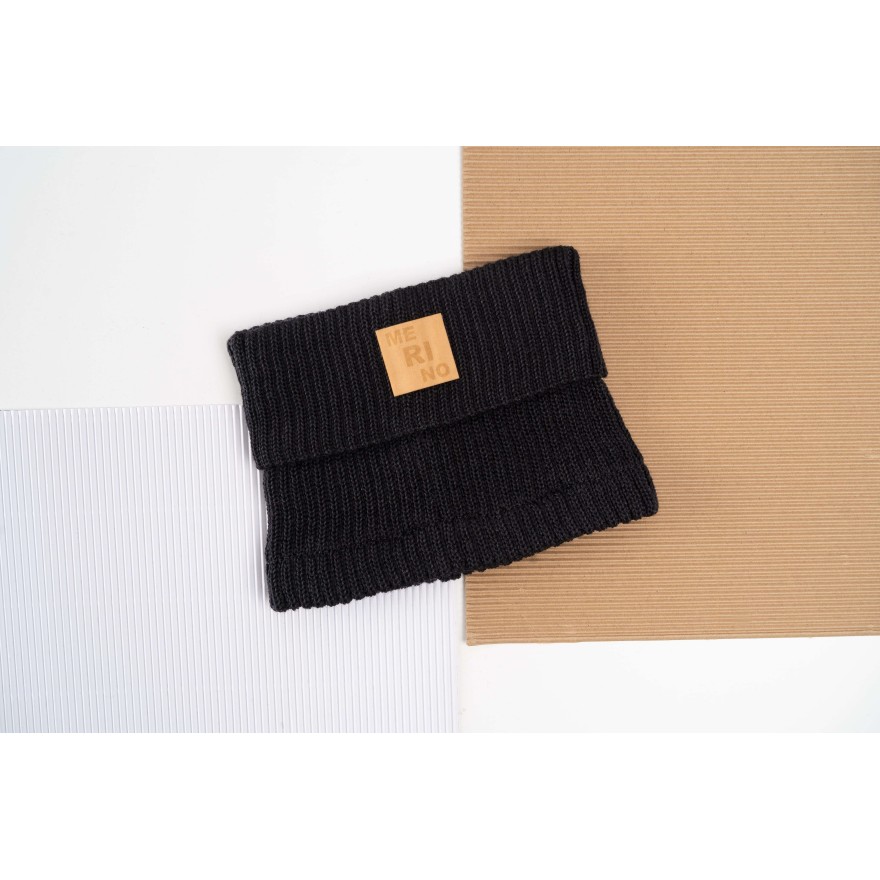 Merino komin czarny dziecięcy 100% wełna one size jesień zima