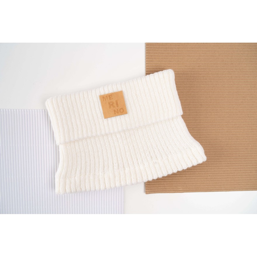 Merino komin ecru dziecięcy 100% wełna one size jesień zima