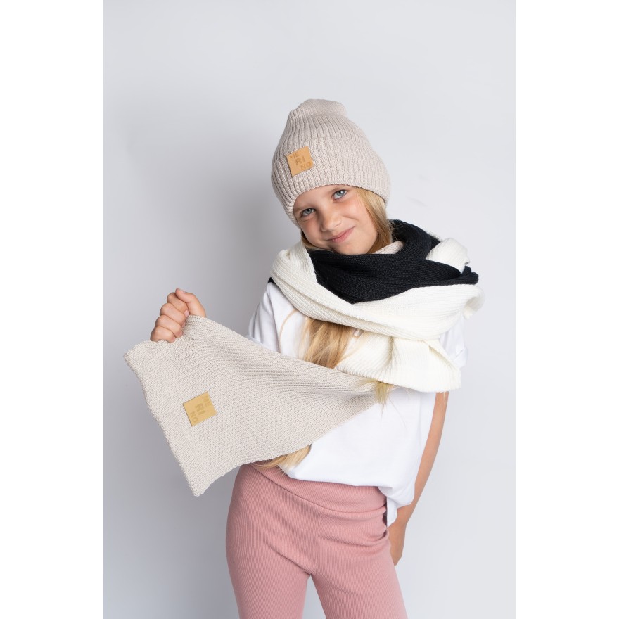 Merino szalik ecru 100% wełna szal uniwersalny jesień zima