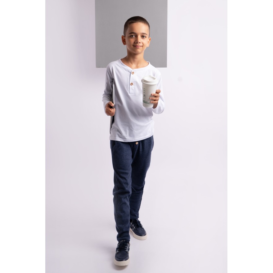 Granatowy jeans eleganckie spodnie wizytowe z wyciąganą gumką prążek slim komunia szkoła