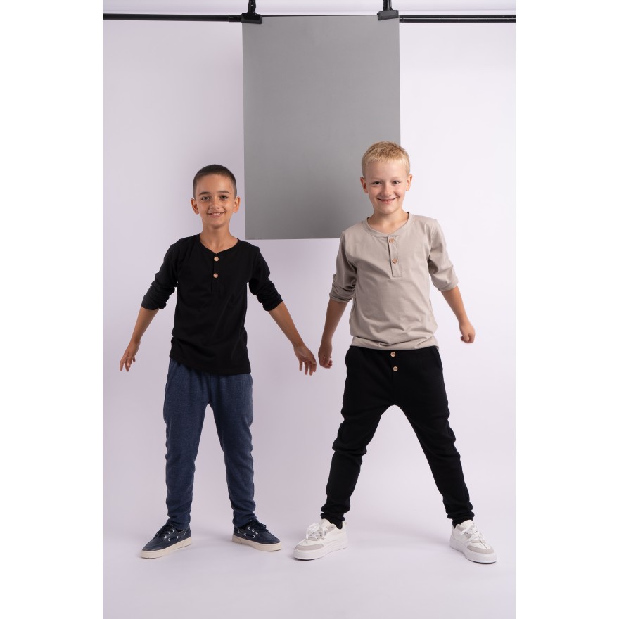 Czarne eleganckie spodnie wizytowe z wyciąganą gumką prążek slim komunia szkoła