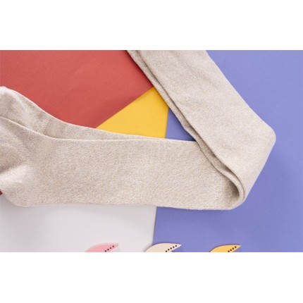 Ecru rajstopy bawełniane ze złotą błyszczącą nitką dziewczęce brokatowe